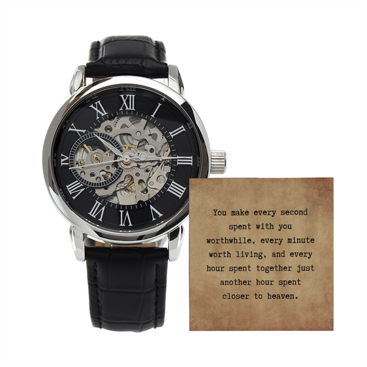 Men's Genuine Leather Openwork Watch - Every second with you